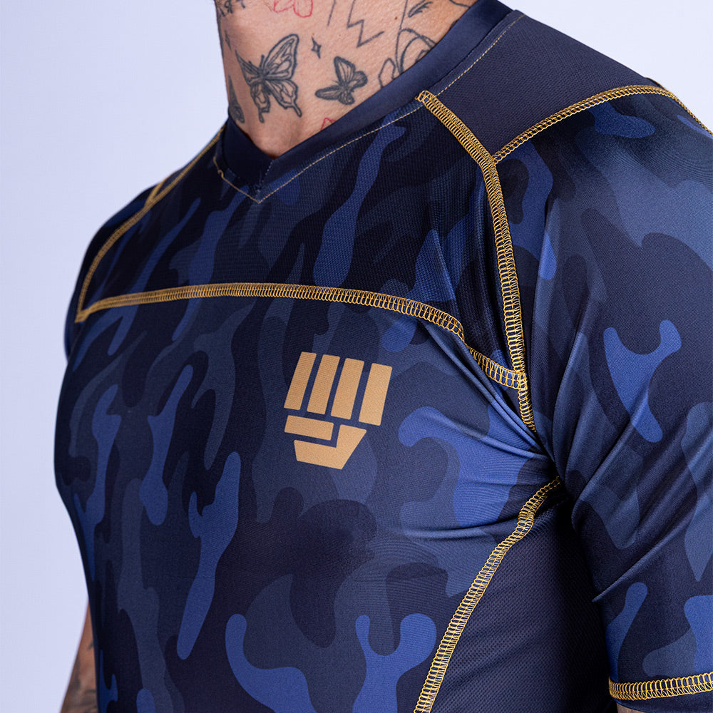 RASHGUARD UPPERCUT MANGA CORTA PARA MMA - NEGRO/DORADO