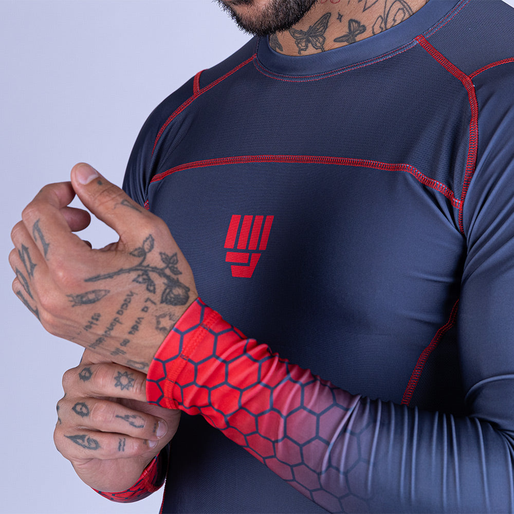 RASHGUARD UPPERCUT MANGA LARGA PARA MMA - NEGRO/ROJO