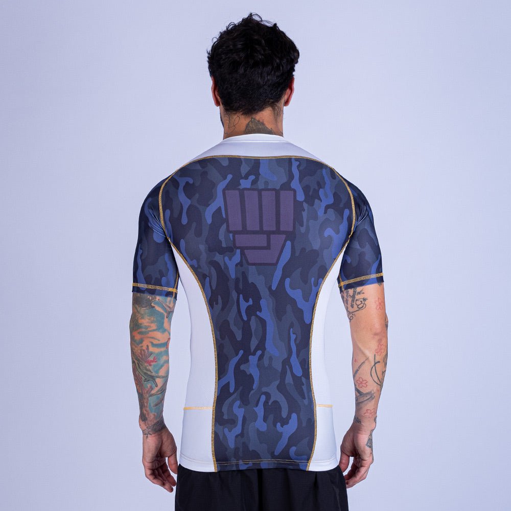 Rashguard de MMA Uppercut manga corta blanco/dorado