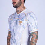 Rashguard de MMA Uppercut manga corta blanco/dorado