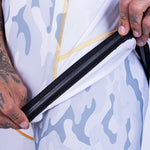 Rashguard de MMA Uppercut manga corta blanco/dorado