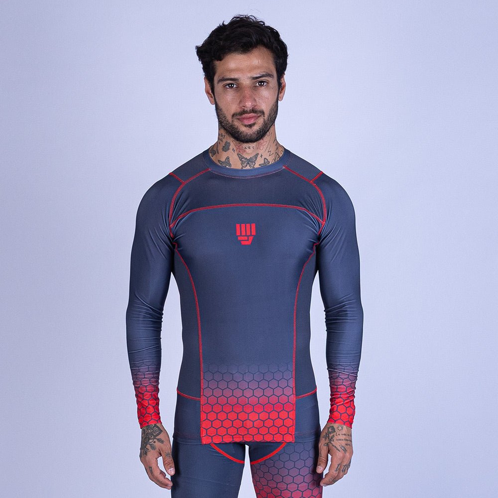 Rashguard de MMA Uppercut Manga Larga Negro/Rojo