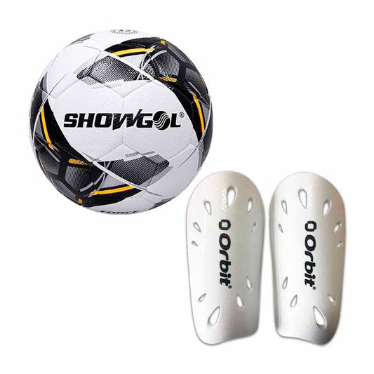 Pack Showgol:  Pelota + Canilleras de fútbol