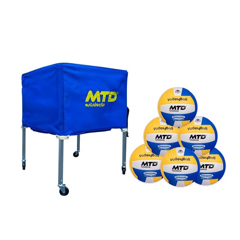 Pack matadorcita: 1 Carrito Para Pelotas MTD + 10 pelotas de Voley Clásico Panal MTD